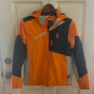Spyder Kids Orange and Gray Puffer Jacket